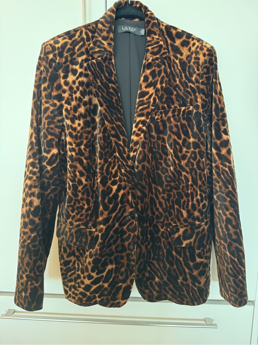 Ralph Lauren Leopard Velvet Blazer in Brown and Black